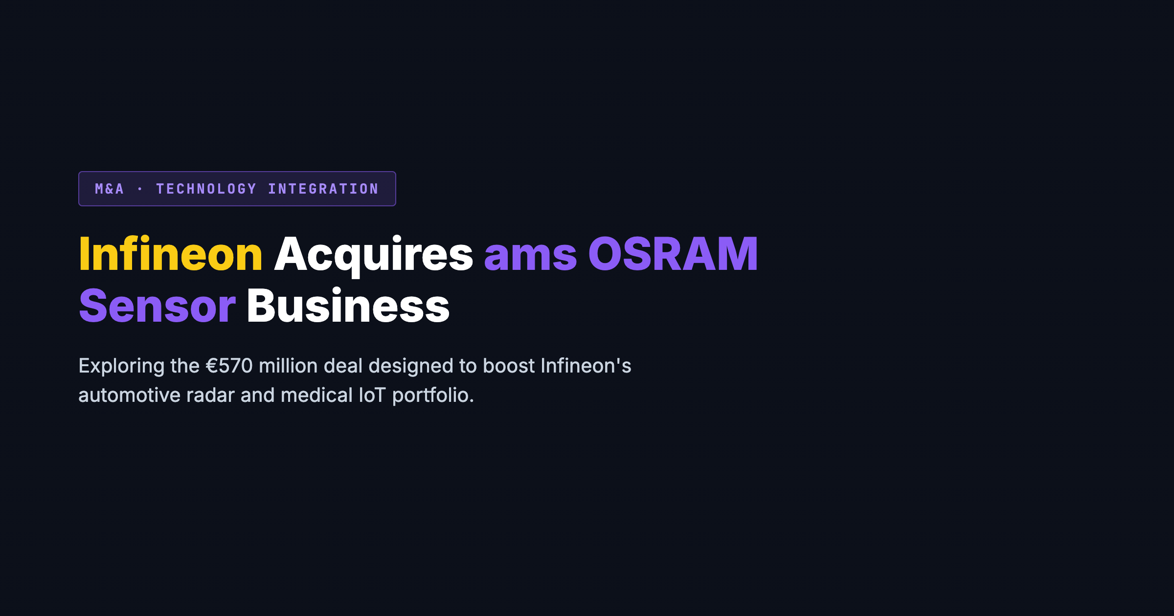 Infineon приобретает сенсорный бизнес ams OSRAM для расширения своего автомобильного портфеля